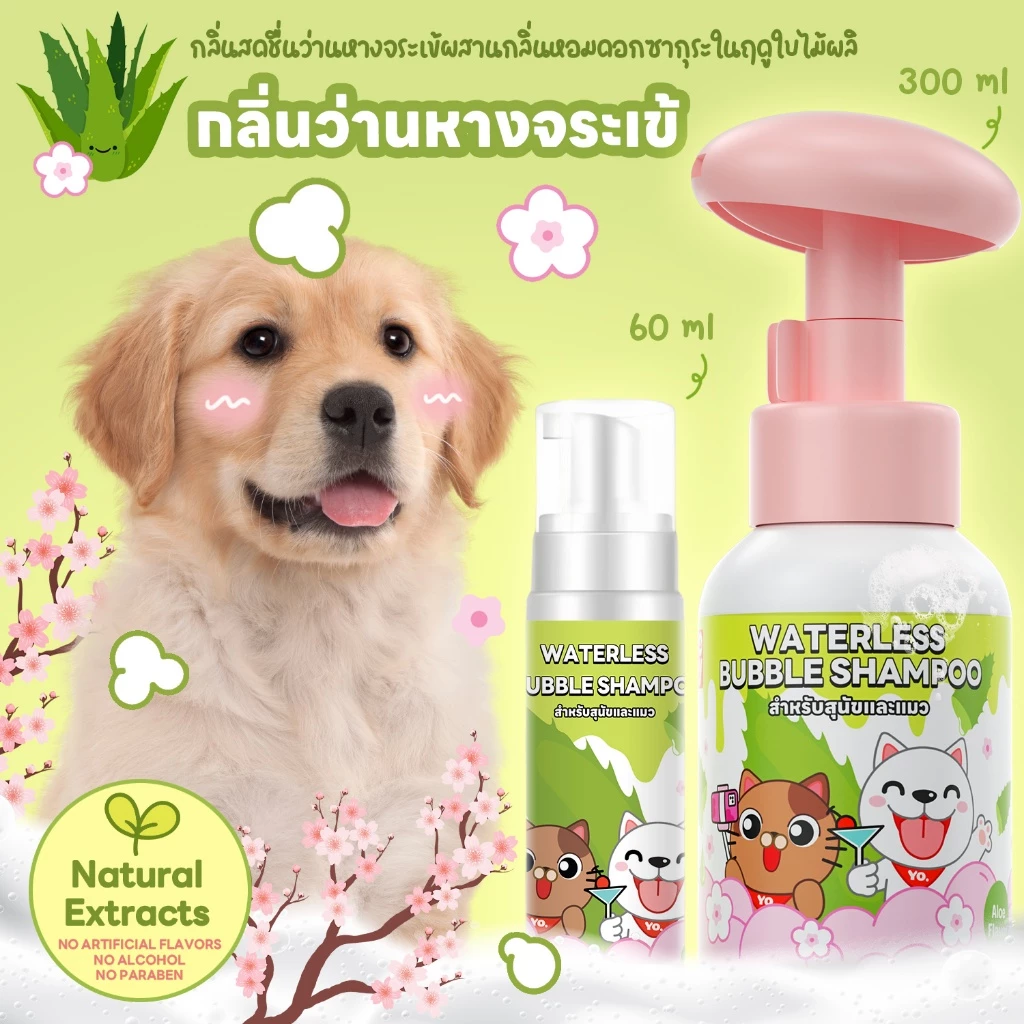 yoyopet Dry Shampoo โฟมอาบน้ำแห้ง กลิ่น Lychee ดับกลิ่น ขนนุ่ม thumbnail 7