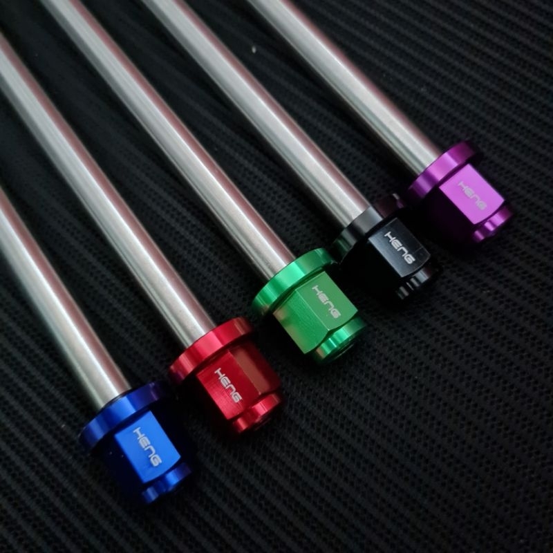 แกนล้อหน้า Giorno Lead จีออโน่ หลีด Scoopy PCX21-24 มิเนียม CNC 6 สี เลเซอร์โลโก้ ยี่ห้อ เฮงสกรู