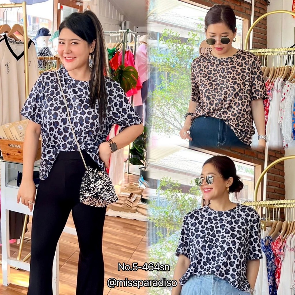 5-464sn เสื้อยืดคอกลมลายเสือ สวยทั้งสองสีเลยจ้าาา ต้องมีติดตู้นะแม่