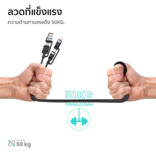 ALPHA X สายชาร์จเร็ว รุ่นALU-4in1-15 สายชาร์จ Type C / Lightning Cable/ USB-A【รับประกัน 16 เดือน】