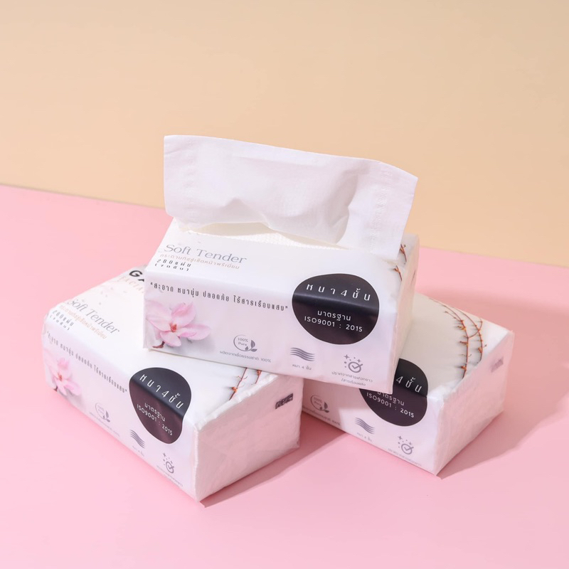 [ พร้อมส่งจากกทม 🇹🇭 ] Gamsai facial tissue รุ่น soft tender 1หิ้ว5ห่อ กระดาษทิชชู่ หนา4ชั้น 280แผ่น