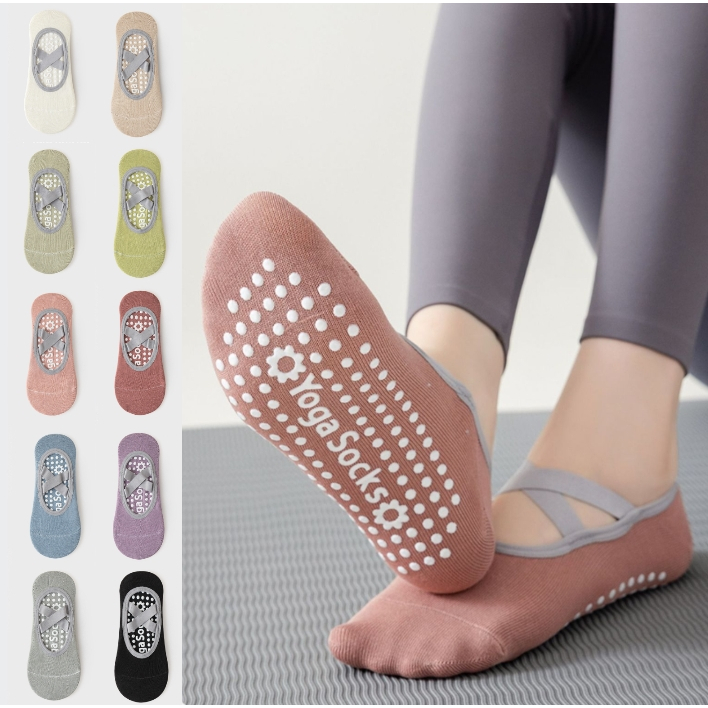 EveSport Yoga Socks (มี 10สี) ถุงเท้าพิลาทิสข้อต่ำ ถุงเท้าโยคะกันลื่น ถุงเท้ากีฬา รุ่น YS01