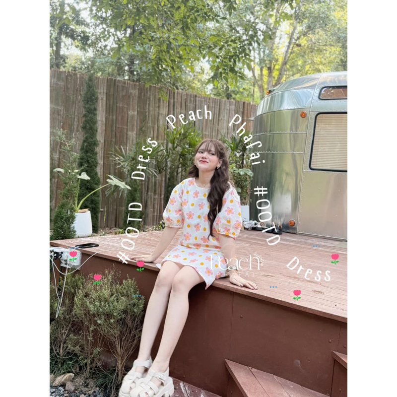 เดรสลายดอกเดซี่ Daisy 88 เนื้อผ้าฝ้าย