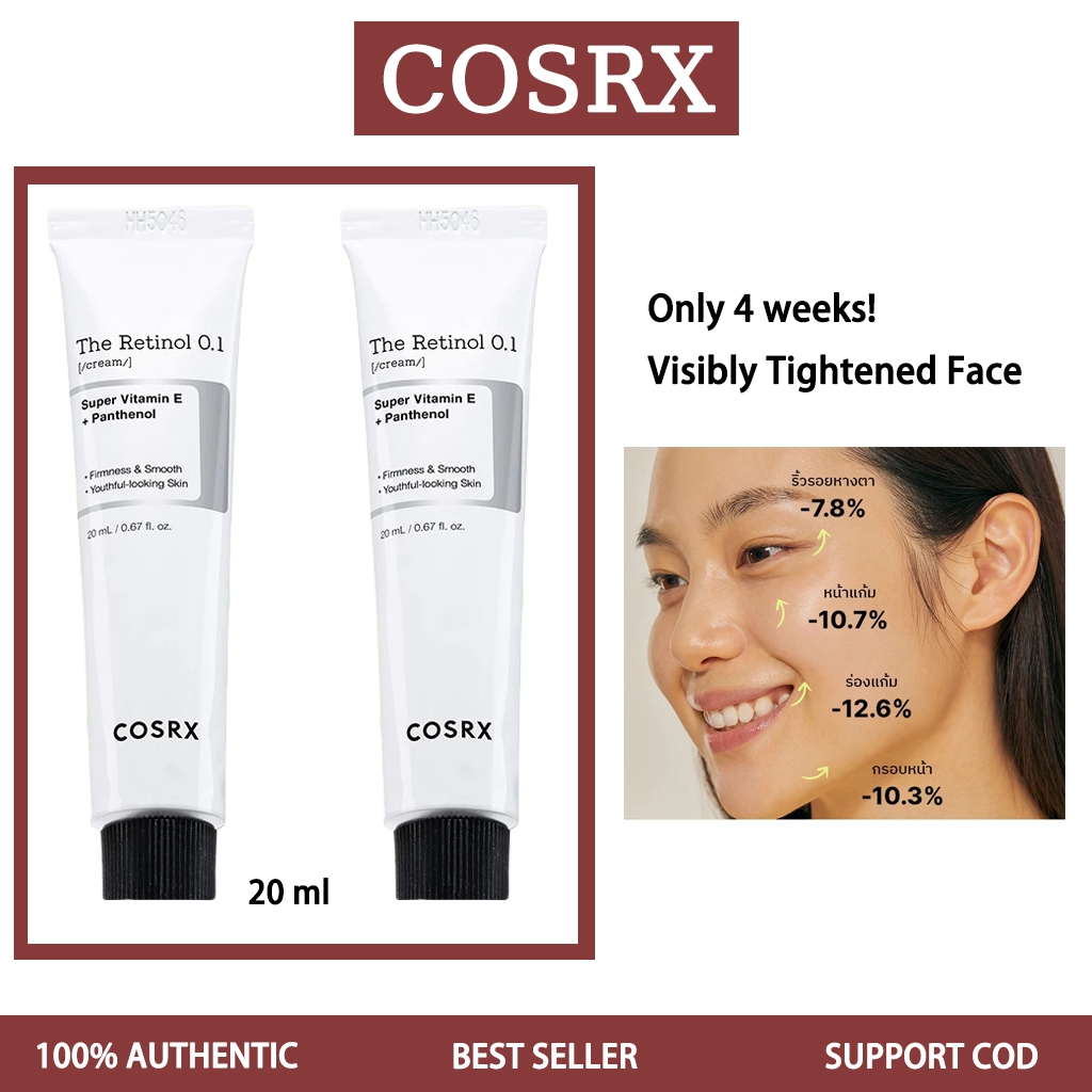 โปรใหม่ซื้อ1แถม1 ของแท้ 100% COSRX The Retinol 0.1 Cream 20ml เรตินอล บริสุทธิ์ 0.1% ลดเลือนริ้วรอย ผิวเนียนละเอียด รูขุ