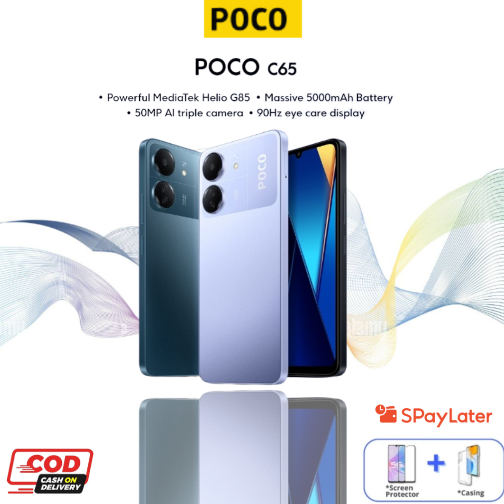 POCO C65 โทรศัพท์มือถือ 8GB +256GB โทรศัพท์ MediaTek Helio G85 แบตเตอรี่ 5000mAh หน้าจอ 6.74" 90Hz
