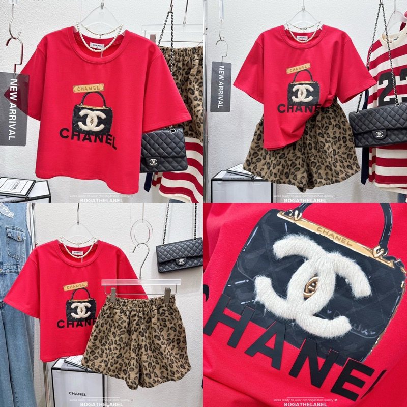 • Handbag cropped tee • เสื้อครอปผ้าคอตตอนสีพื้นแดงสด