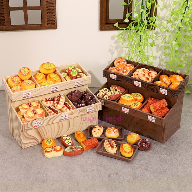 A75 ของเล่นตุ๊กตา ของจิ๋ว ชั้นวาง ชั้นวางพร้อมขนมปัง ชั้นวางขนมปัง dollhouse