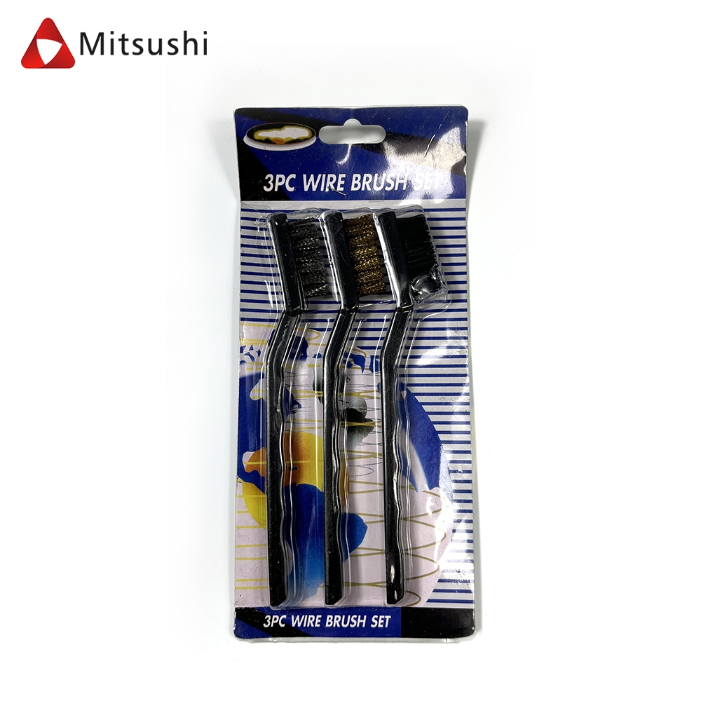Mitsushi เซ็ทแปรงขัด 3pcs 7นิ้ว (แปรงไนลอน+แปรงทองเหลือง+แปรงสแตนเลส) แปรงขัดสนิม แปรงDIY แปรงลวดเหล็ก แปรงลวด