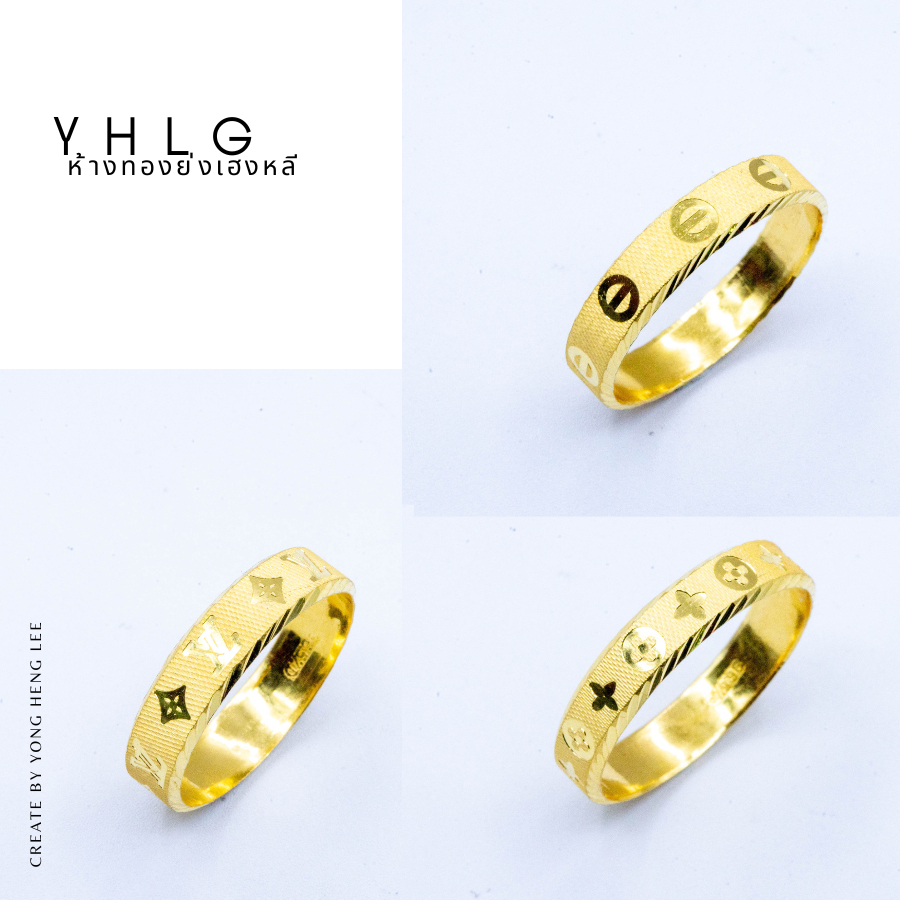 YHLG แหวนทองแฟชั่นเลเซอร์ น้ำหนักครึ่งสลึง มาตรฐานทองเยาวราช
