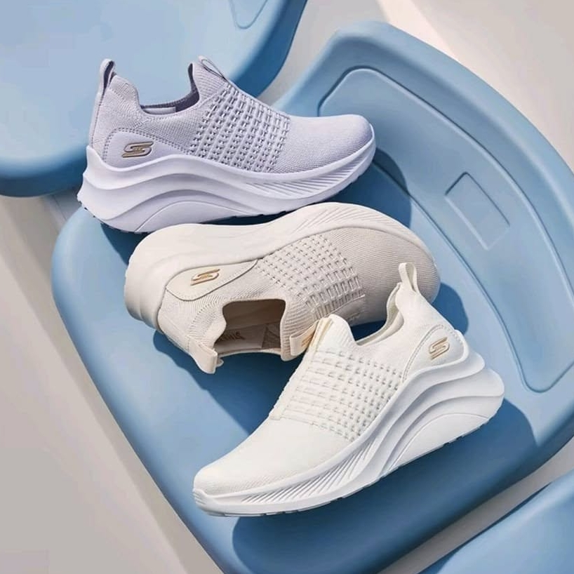 พร้อมส่ง💸เงินสด​ 2,000 🇨🇳 แท้~Global​ 🇨🇳 SKECHERS Bobs Sport Bobs Chaos Hi รองเท้าผ้าใบ​ เสริม ส้นหนา​ สีครีม 117514 NAT