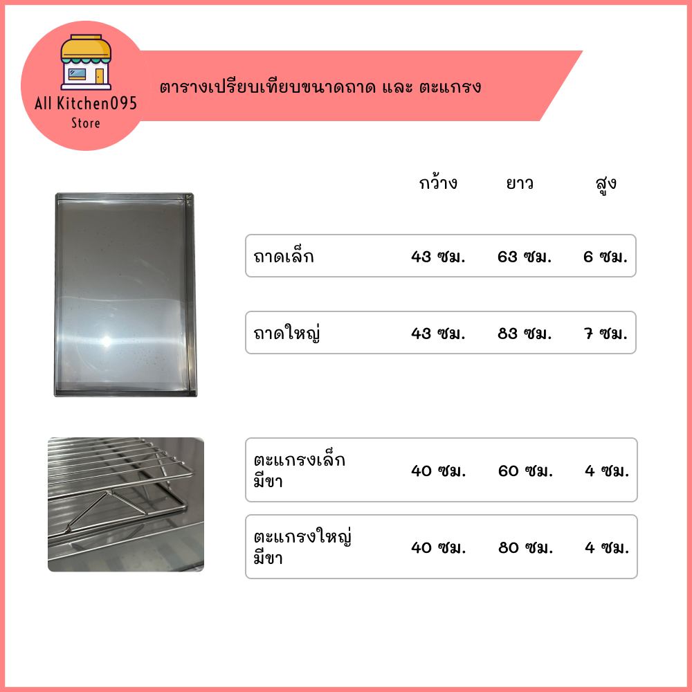 ถาดแสตนเลสและตะแกรง 304 แท้ ขนาด 43×63×6ซม.(เล็ก)และ 43×83×7ซม.(ใหญ่) ถาดนึ่งไส้กรอก ถาดวางปิ้งย่าง ถาดวางของทอด - รูปที่ 4