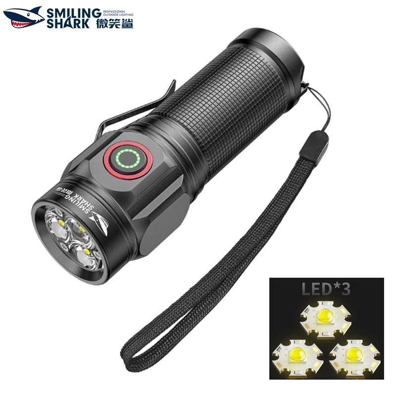 Smilingshark SD7143 ไฟฉาย led มาเจนท์ พวงกุญแจไฟฉาย ขนาดเล็ก 3000lm 5 โหมด พร้อมคลิปโลหะ Type-C ชาร์จ กันน้ํา สําหรับตั้