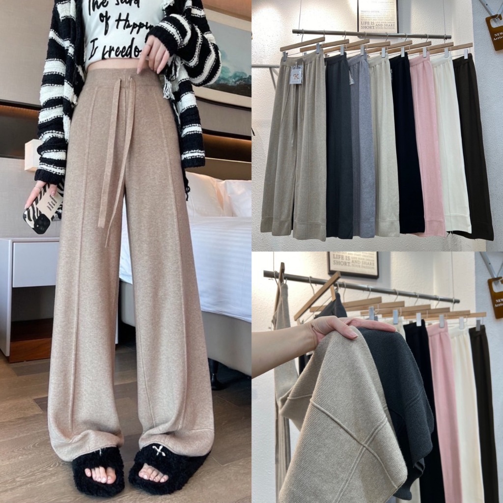 Lady_jeans #1003(K) กางเกงผ้าไหมพรม เอวเรียบ ผู้หญิง 8 สี