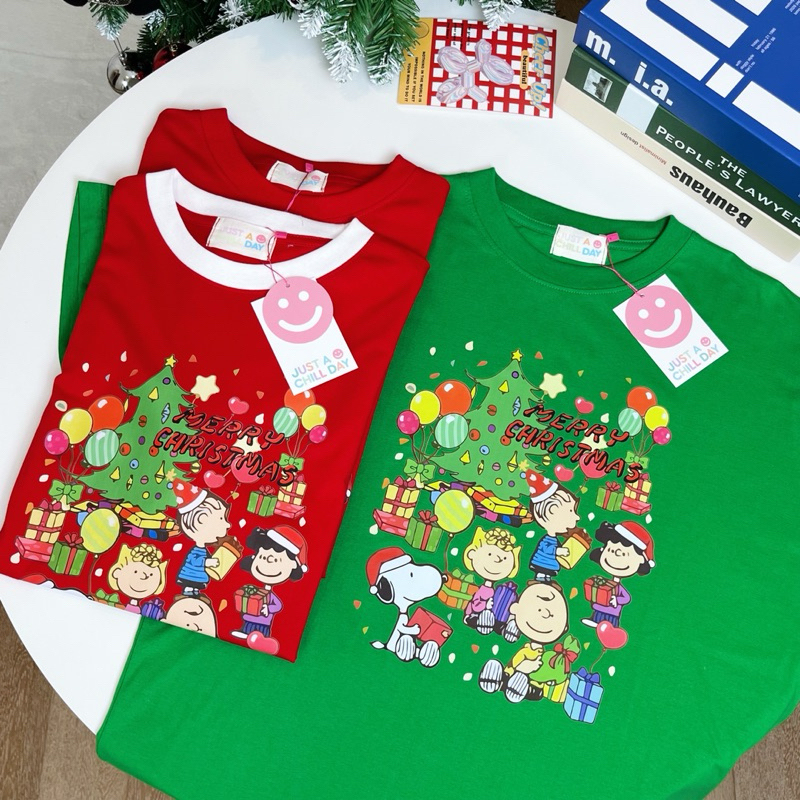 SIS.ON | พร้อมส่ง Merry christmas เสื้อยืดโอเวอร์ไซส์ justAchill พีนัทคริสมาส