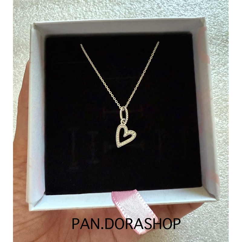 [พร้อมส่ง แท้100%] Sparkling Freehand Heart Pendant Necklace ยาว50 cm ปรับความยาวได้