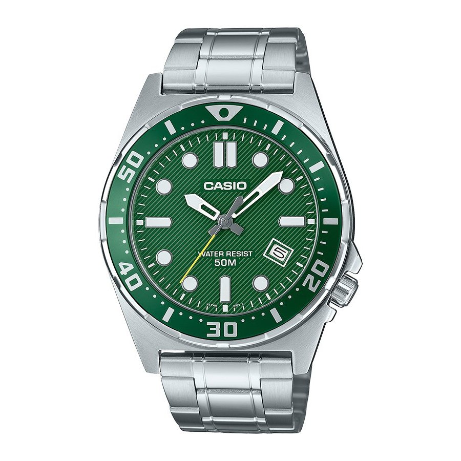 Casio Standard นาฬิกาข้อมือผู้ชาย สายสแตนเลส รุ่น MTD-135D-3A - สีเขียว