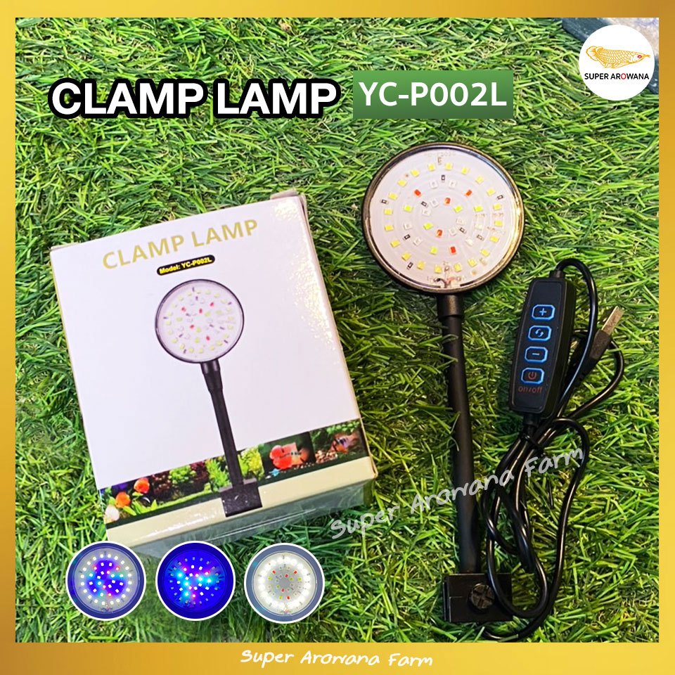 โคมไฟ LED CLAMP LAMP YC-P002L (7w) สำหรับตู้ปลา ขนาดเล็ก พับงอได้ สาย USB ไฟ 3 โหมด ปรับระดับแสงได้ 