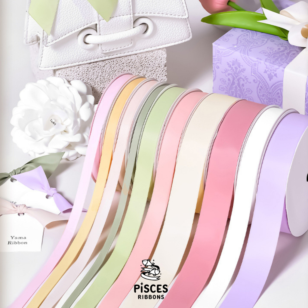 1 ม้วน【25 หลา】* ริบบิ้นผ้า POLYCOTTON ขนาด 3.2 CM. เนื้อผ้าคุณภาพดี เงากึ่งแมทช์ ผูกของขวัญ โบว์ผูกผม [RBR-0040]