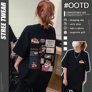 เสื้อยืดแขนสั้นผู้หญิงแฟชั่นฤดูร้อนมาใหม่ oversize เสื้อผ้าสาวอวบวัยรุ่นน่ารัก เสื้อโอเวอร์ไซส์เกาหลี พิมพ์ลายการ์ตู