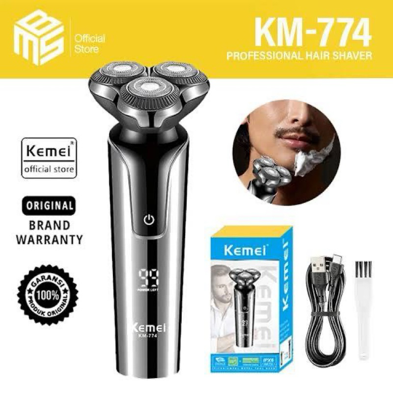 เครื่องโกนหนวด Electric shaver จอแสดงผล LED อัจฉริยะ การใช้แบบเปียกและแห้ง รุ่นkemei 774