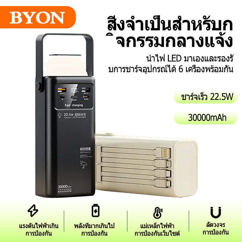 powerbank 30000mahพาวเวอร์แบงค์ ชาร์จเร็วพิเศษ 22.5W ชาร์จเร็ว สามารถชาร์จอุปกรณ์หกเครื่องพร้อมกันได้ พร้อม LEDไฟ