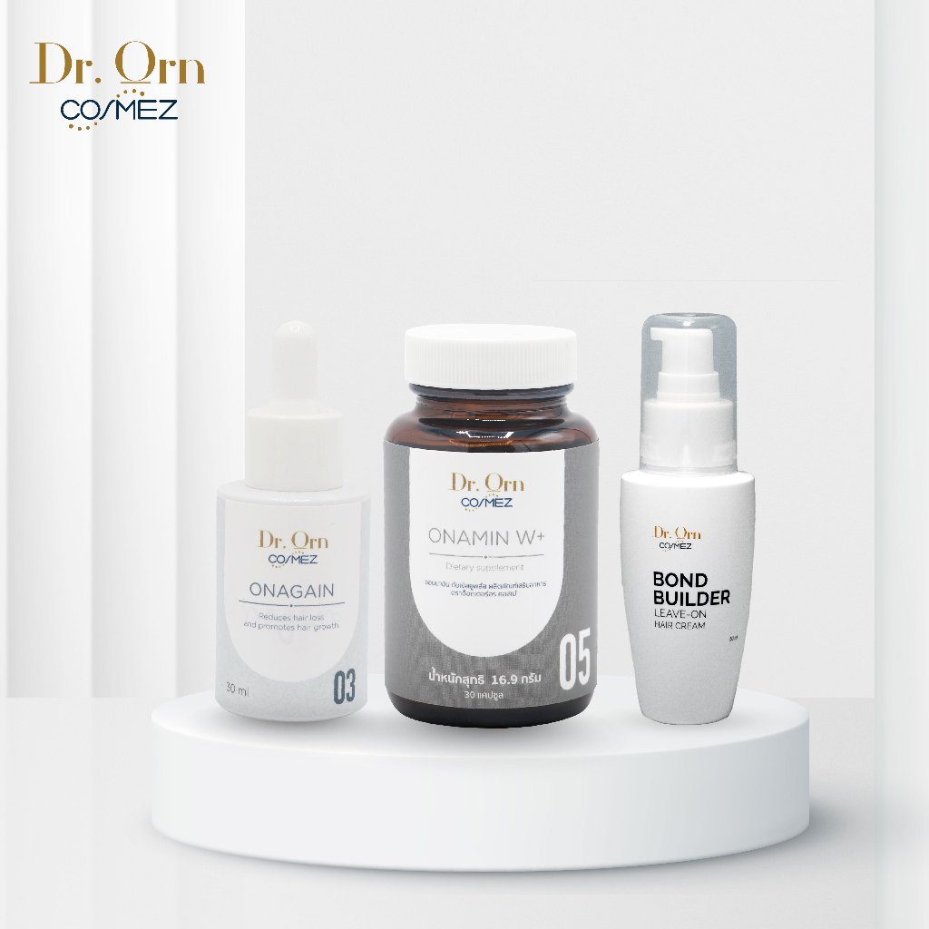 Dr.Orn Cosmez Onagain Hair Tonic  เซรั่มลดผมร่วง + Onamin วิตามินลดผมร่วง + Leave-On Hair Cream