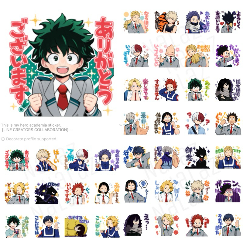 พิเศษ‼️ สติกเกอร์ไลน์ My Hero Academia มายฮีโร่ อคาเดเมีย ใช้ได้ถาวร ไม่มีวันหมดอายุ