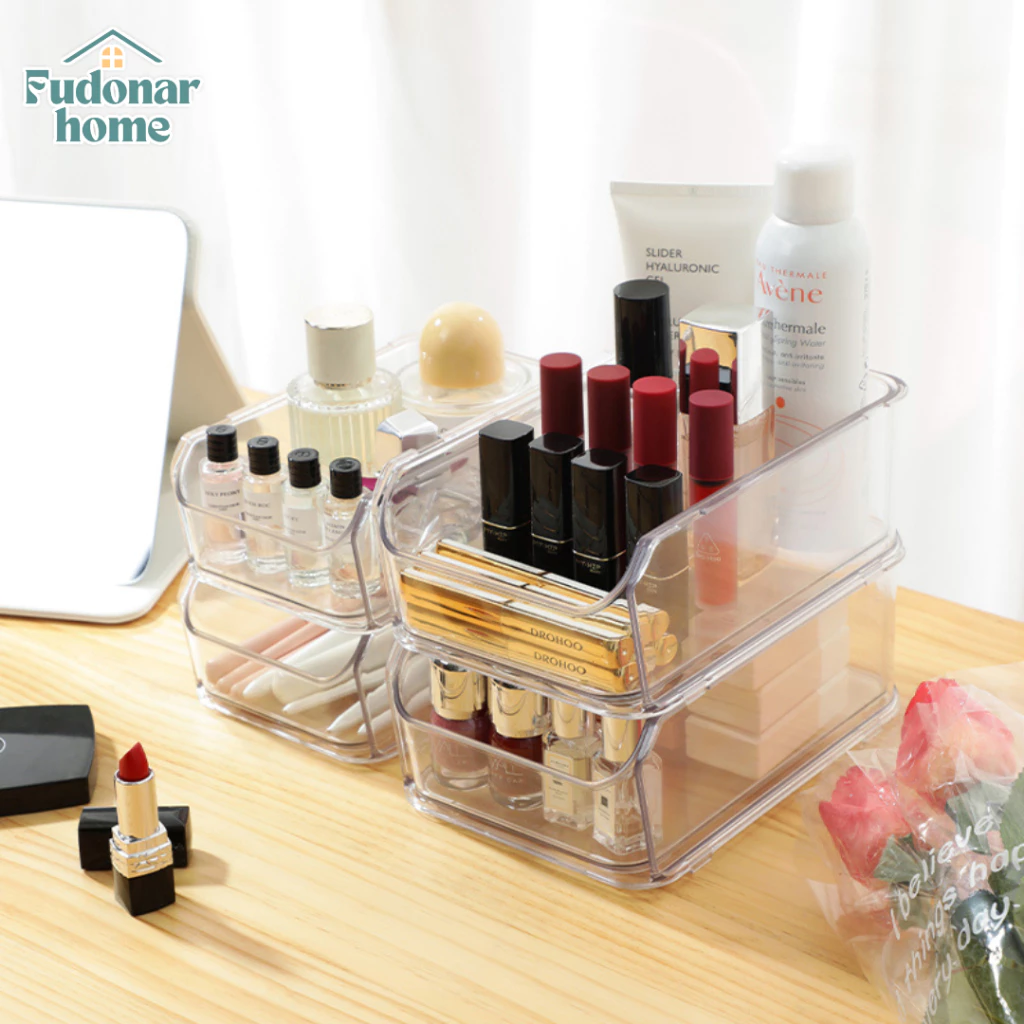Fudonar กล่องลิ้นชักแบบใส วางซ้อนได้ กี่ชั้นก็ได้ วางใต้ชั้นวางอีกที เป็นลิ้นชักใส่ของ
