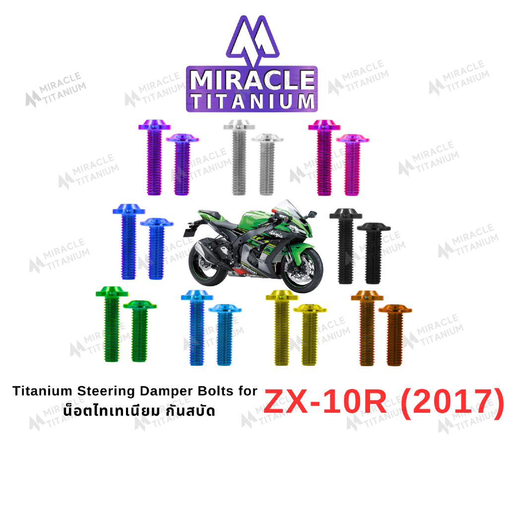 Kawasaki ZX-10R (2017) Titanium Steering Damper Bolts น็อตกันสบัด