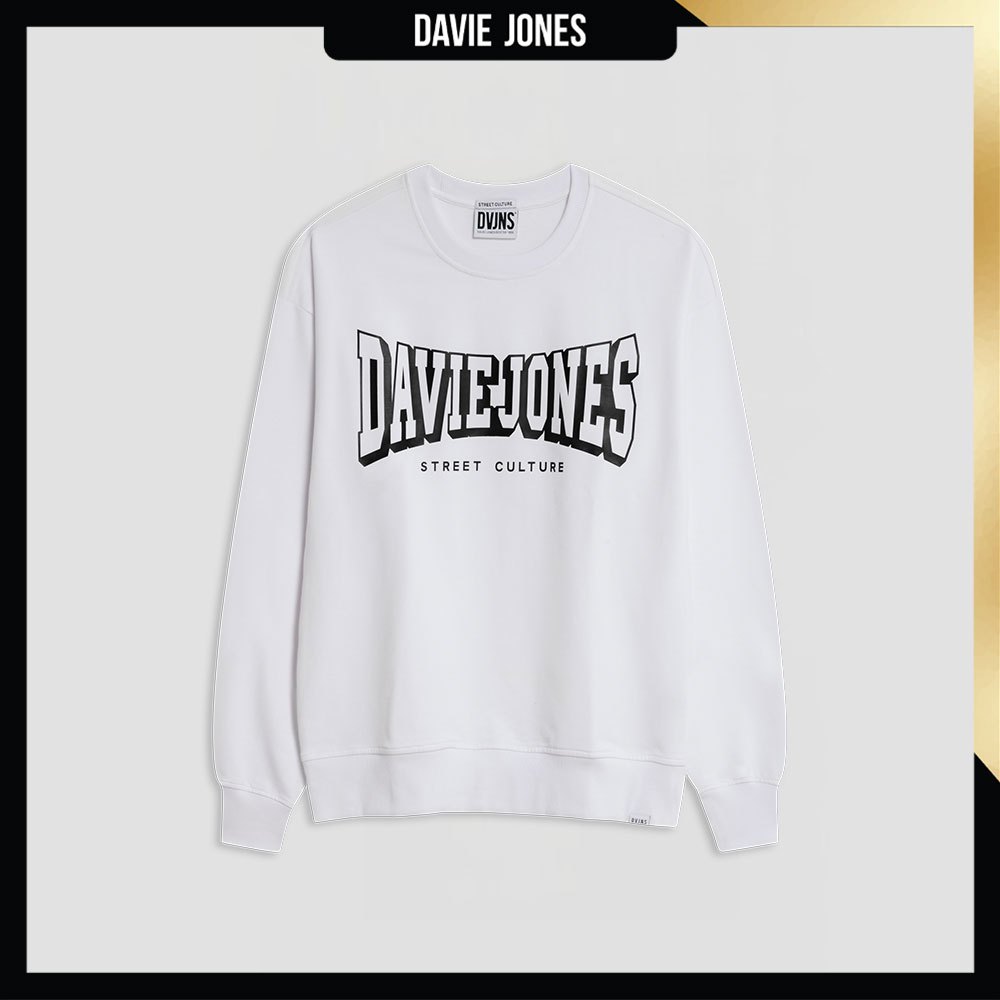 DAVIE JONES เสื้อสเวตเตอร์ Logo Oversized Fit Sweater SW0055 สีขาว