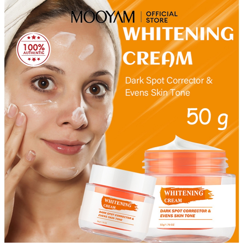 MOOYAM Whitening Cream ครีมหน้าขาวใส ครีมไนอะซินาไมด์ ไวท์เทนนิ่งผิวกระจ่างใสผลิตภัณฑ์ ลดฝ้า กระ จุดด่างดำ 50g