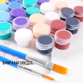 ชุดสีอะครีลิคสุดคุ้ม 6 สี 12สี พร้อมแปรงระบายสี ชุดอุปกรณ์ศิลปะ สำหรับเด็ก สีสันสดใส แห้งเร็ว
