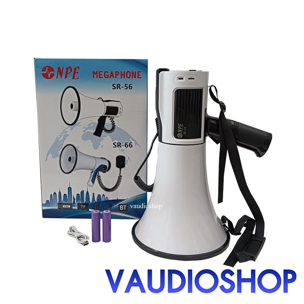 NPE SR-56 เมกกาโฟน 8” 80W อัดได้ 6 นาที ชาร์จแบตได้ MEGAPHONE โทรโข่ง เอ็นพีอี NPE SR56