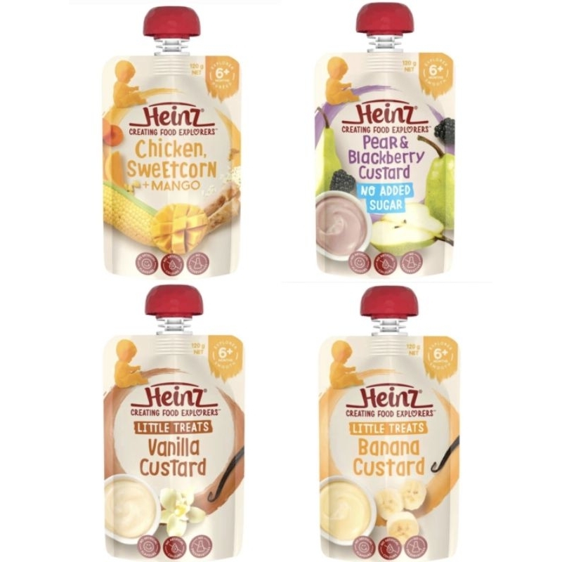 Heinz ขนมสำหรับเด็กเล็กสำหรับ 6 เดือนขึ้นไป ขนมพกพาสำหรับเด็กตามช่วงวัย แพ็ค 6 ซอง