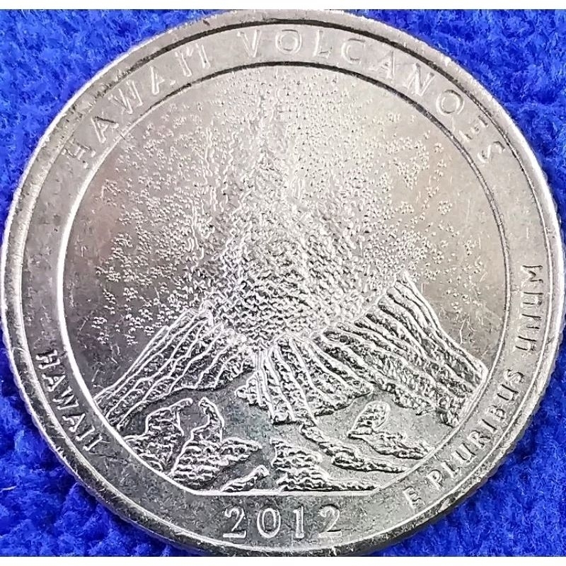 เหรียญ​ USA, 0.25​USD​, (National​ Park​ Quarter, Hawaii Volcanoes)​, #​3074T, ใช้แล้ว