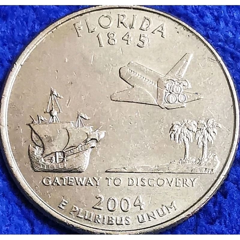 เหรียญ​หมุนเวียน​USA, 0.25 USD, (State quarter, Florida)​, #2015L, ใช้แล้ว​