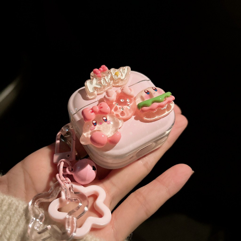 เคอร์บี้ เคสหูฟังAirpods4 เคสใสการ์ตูนนูน Airpods 4 เคสหูฟังบลูทูธ เคสหูฟังไร้สาย เเถมห่วงคล้อง