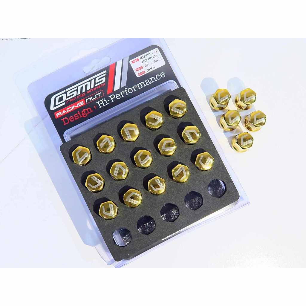 น๊อตล้อ COSMIS เกลียว 1.5 ชุดละ 20 ตัว มีสีทอง และ สีดำ
