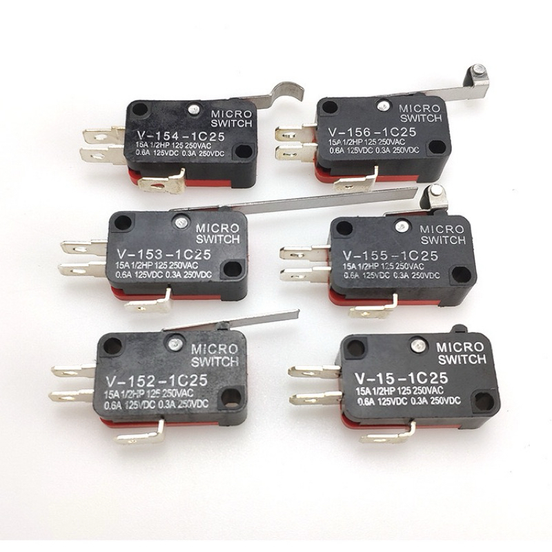 ไมโครสวิตซ์ มีก้าน มีล้อ  ไม่มีก้านไมโครสวิตช์ V-15 micro switch ไมโครสวิทซ์ V-151-1C25 V-152 V-153 V-154 V-155 V-156