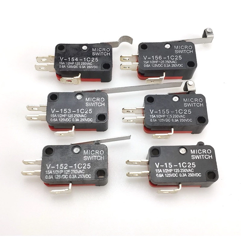 ไมโครสวิตซ์ มีก้าน มีล้อ ไม่มีก้านไมโครสวิตช์ V-15 micro switch ไมโครสวิทซ์ V-151-1C25 V-152 V-153 V-154 V-155 V-156