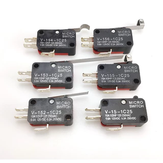 ไมโครสวิตซ์ มีก้าน มีล้อ ไม่มีก้านไมโครสวิตช์ V-15 micro switch ไมโครสวิทซ์ V-151-1C25 V-152 V-153 V-154 V-155 V-156