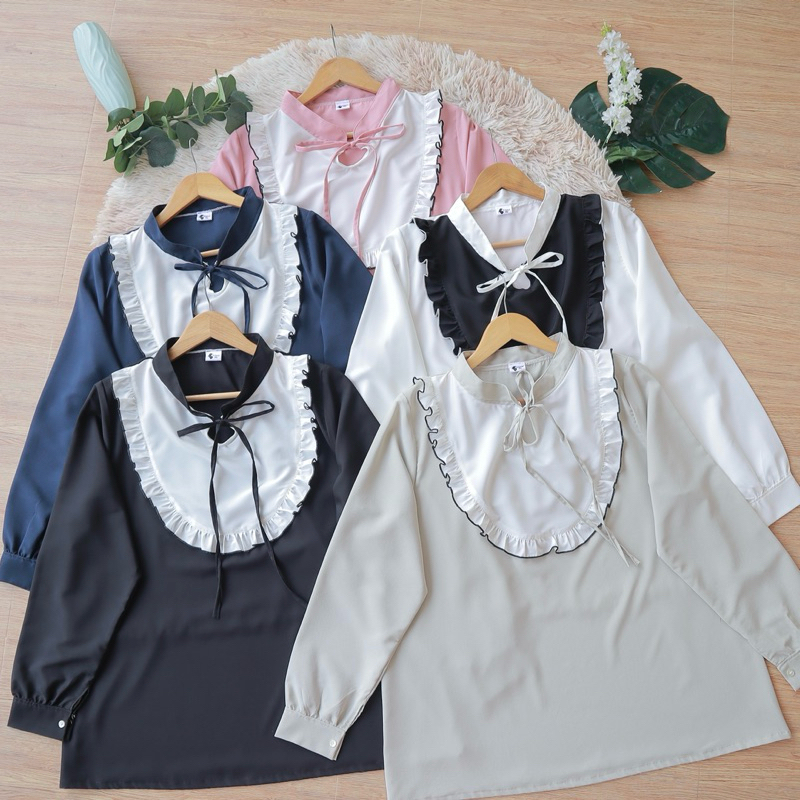 A314 เสื้อสาวอวบ เสื้อระบาย อก ทูโทน /อก 48