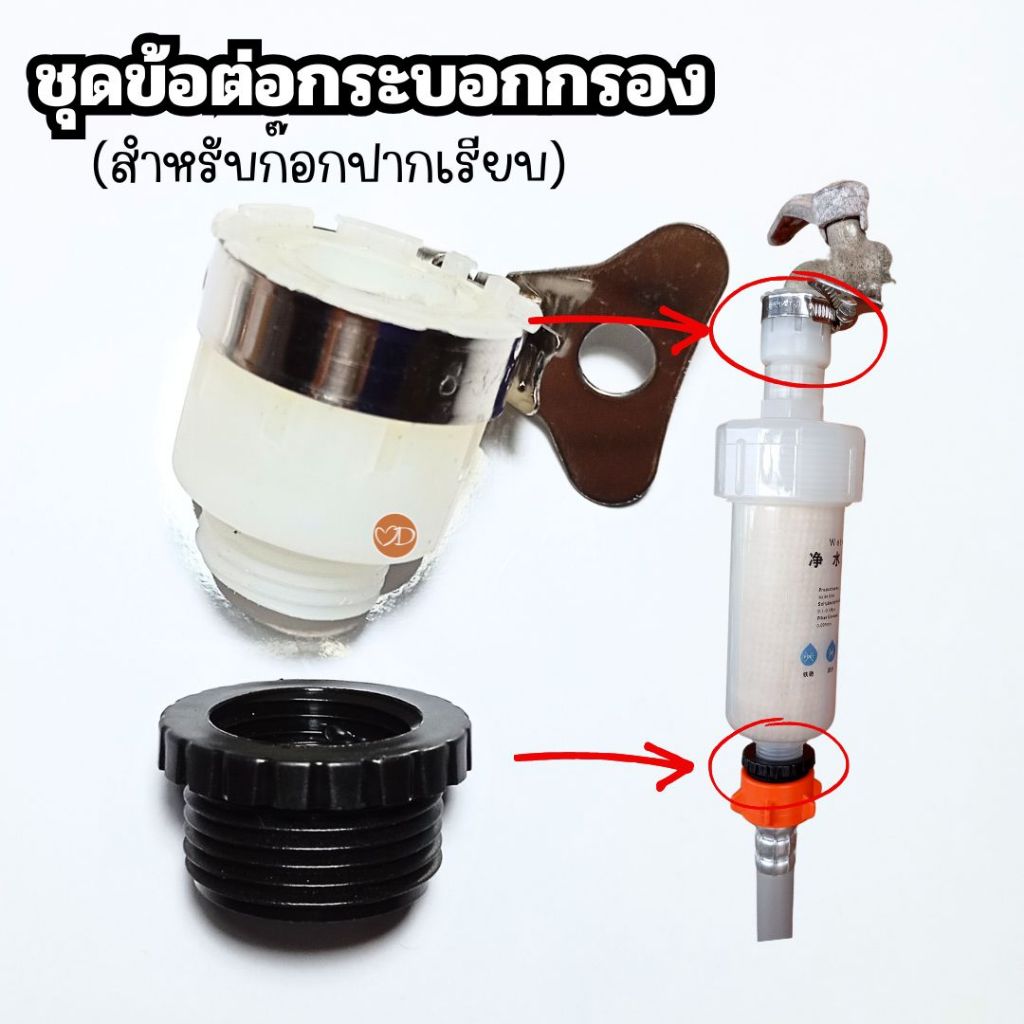 ชุดข้อต่อกระบอกกรองน้ำใช้กับก๊อกน้ำ(ปากเรียบ)  และสายน้ำดีเครื่องซักผ้าแบบเกลียว (ข้อต่อ 2 ชิ้นไม่รวมกระบอกกรอง)