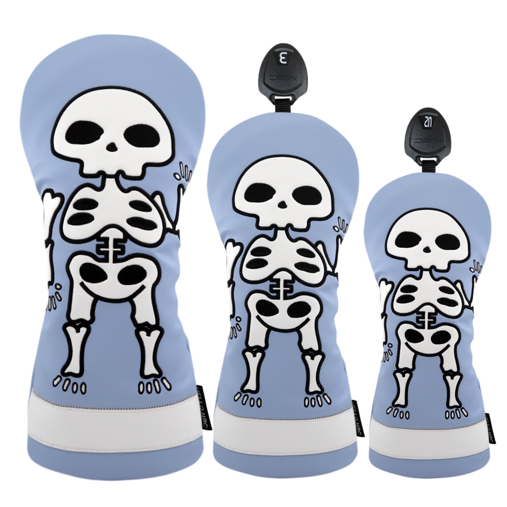 ปลอกหุ้มหัวไม้กอล์ฟ Skull bone สีฟ้า/สีดำ (CVN010) New Collection cover ป้องกันด้วยฟองน้ำด้านใน