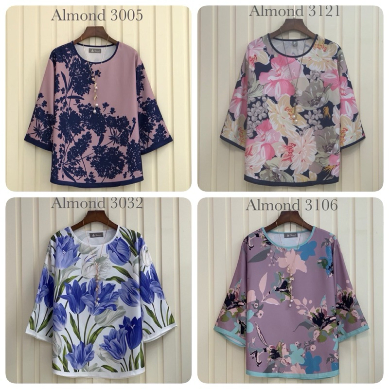 รอบอก 46” เสื้อผู้ใหญ่แขนสามส่วน ลายดอก