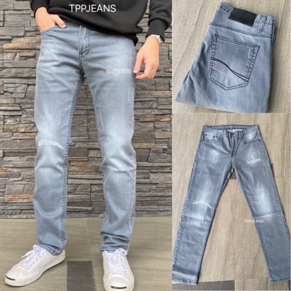 JEANSEXPRESS Slim-fit Denim กางเกงยีนส์ชายทรงสลิมฟิต สีเทาฟอก ผ้ายืดด ใส่สบาย Size 28-38 รับชำระปลายทาง