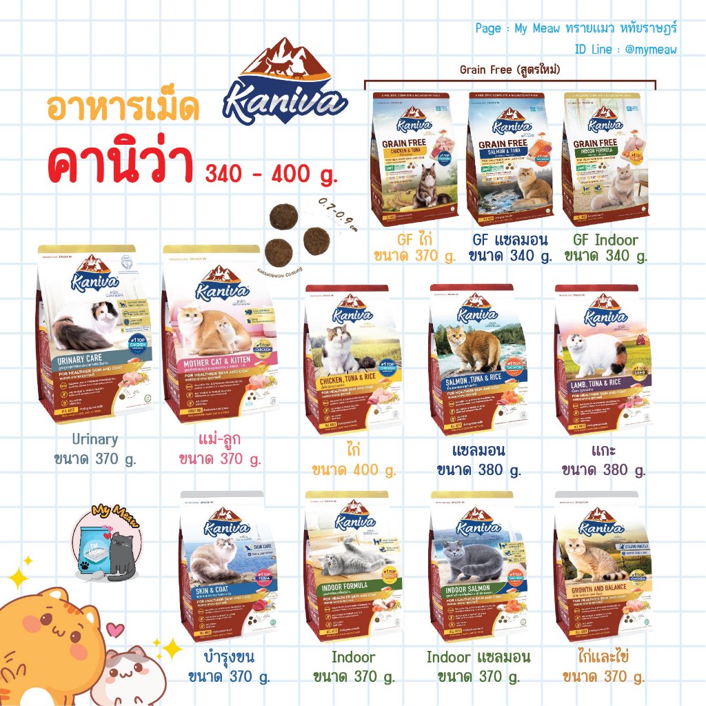 🔥 ถุงเล็ก 340 - 400 g. 🔥 Kaniva คานิว่า อาหารแมว แบบเม็ด เกรดพรีเมียม สําหรับแมวทุกวัย Grain Free