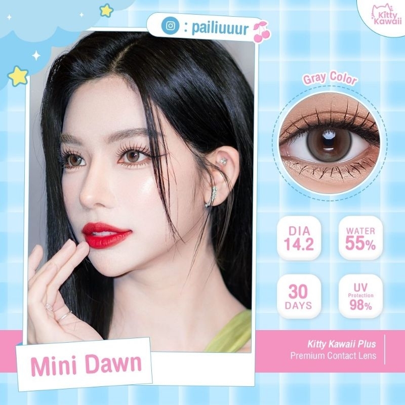 คอนแทคเลนส์ มี อย. ไทย รุ่น Mini Dawn สีเทา/Gray สีตาล/Brown ดำ/Black มีค่าสายตา (0.00)-(-10.00) ราคา ถูกที่สุด ดีลบีเคเค แกลเลอรีภาพที่ 6