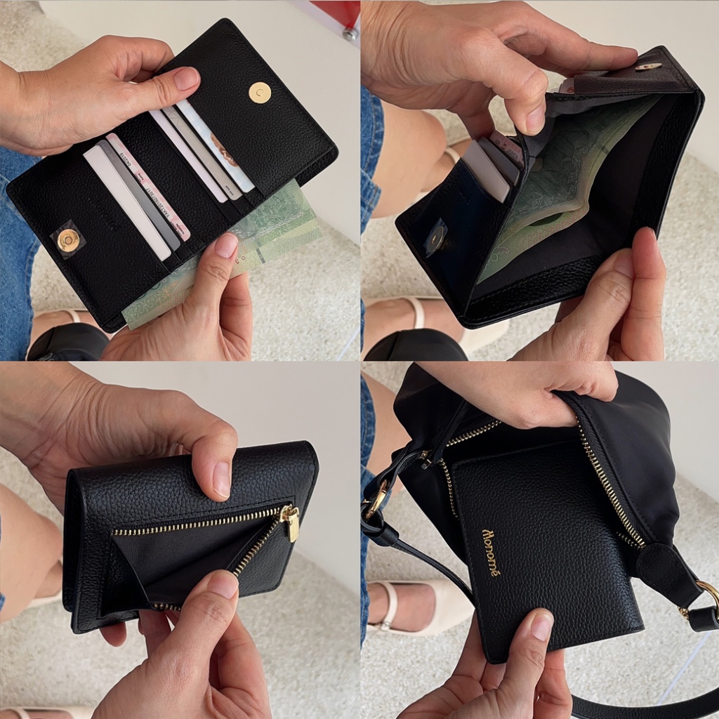 DEMI Bi-fold wallet กระเป๋าสตางค์ทรงพับครึ่ง ใส่แบงก์พันเต็มใบ มีช่องใส่เหรียญ small leather bag กระเป๋าตังค์ รูปที่ 7