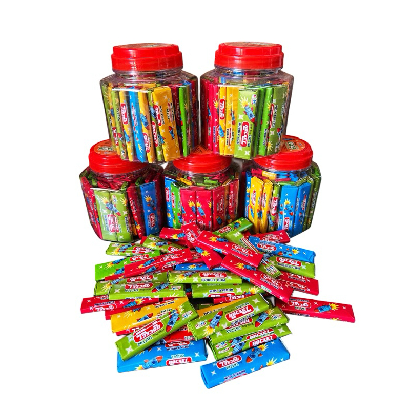 หมากฝรั่งคละรสผลไม้จรวด  หมากฝรั่ง2บาท หมากฝรั่งจรวด2บาท พร้อมส่ง